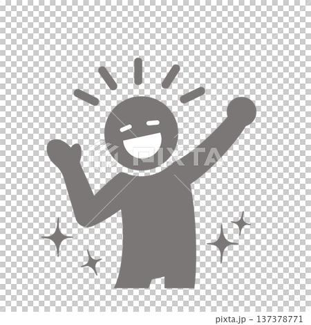 A shining silhouette of a person with a sense of accomplishment (gray) A shining silhouette of a person with a sense of accomplishment (gray) 137378771