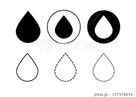 Water Drop Icon Set With Silhouette, Outline, Dashed and Dotted Teardrop Shapes for Minimal Design Water Drop Icon Set With Silhouette, Outline, Dashed and Dotted Teardrop Shapes for Minimal Design 137378834