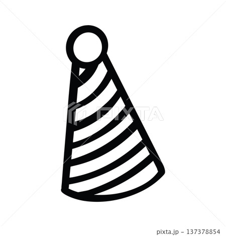 Birthday Party Hat Hand Drawn w Black and White Thick Lines Birthday Party Hat Hand Drawn w Black and White Thick Lines 137378854