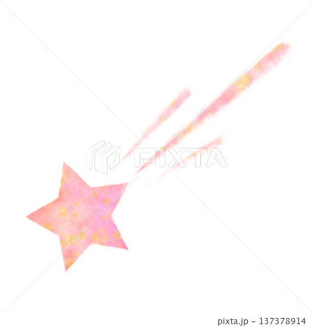 ピンクの流れ星の水彩イラスト 137378914