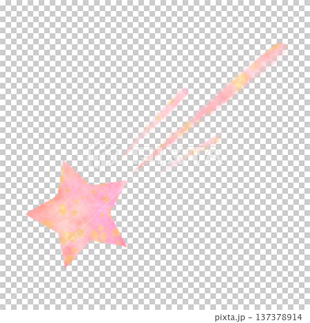 ピンクの流れ星の水彩イラスト 137378914