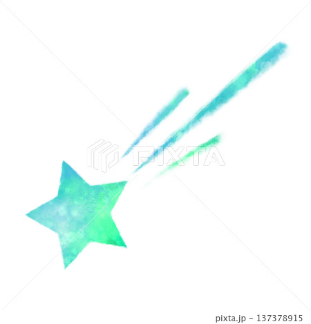 緑の流れ星の水彩イラスト 緑の流れ星の水彩イラスト 137378915