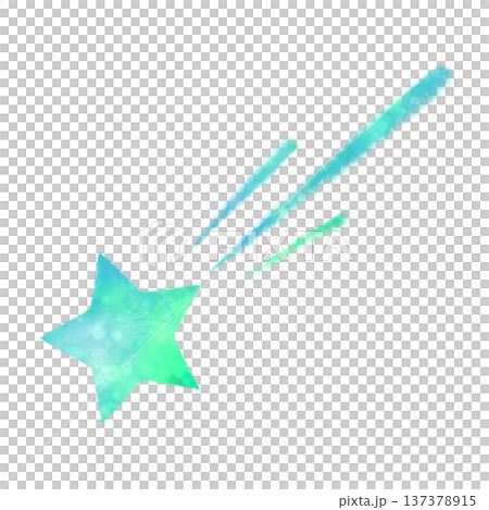 緑の流れ星の水彩イラスト 緑の流れ星の水彩イラスト 137378915