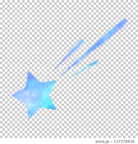 Blue shooting star watercolor illustration 137378916