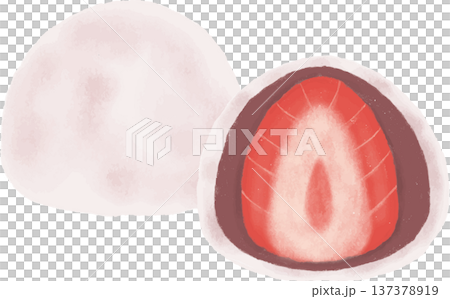 手繪草莓大福插圖 手繪草莓大福插圖 137378919