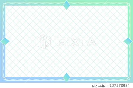 優しい青と黄緑の斜め線パターン優しい青と黄緑グラデーションのクラシックフレームダイヤモンド 優しい青と黄緑の斜め線パターン優しい青と黄緑グラデーションのクラシックフレームダイヤモンド 137378984