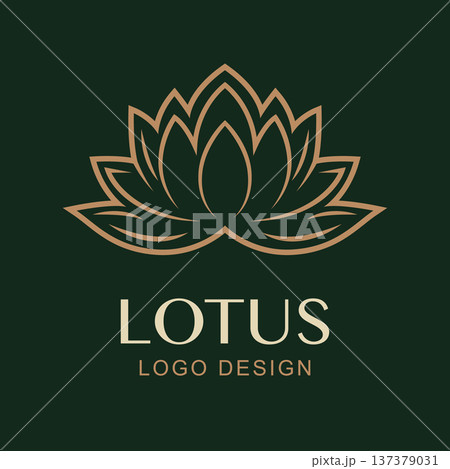 Vector Simple Lotus Logo Design. Minimal Luxury Flower Symbol for Spa, Wellness, Yoga, Beauty Brand, Natural Cosmetics, Health, Meditation Studios. Gold Lotus Symbol Vector Simple Lotus Logo Design. Minimal Luxury Flower Symbol for Spa, Wellness, Yoga, Beauty Brand, Natural Cosmetics, Health, Meditation Studios. Gold Lotus Symbol 137379031