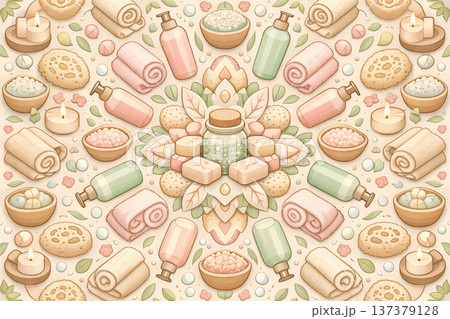 Artistic Mandala Design of Self-Care and Beauty Products 137379128