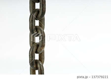 Metal chain on white background with copy space isolated on white background Metal chain on white background with copy space isolated on white background 137379221
