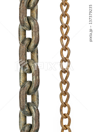 Two different size of chains isolated on white background Two different size of chains isolated on white background 137379235