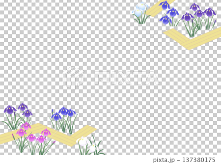 鳶尾花邊框（斜向裝飾）| 初夏日式向量邊框素材 137380175