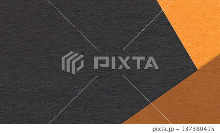 Black textured paper background with orange brown triangular corners and copy space. Template for presentation, banner Black textured paper background with orange brown triangular corners and copy space. Template for presentation, banner 137380415