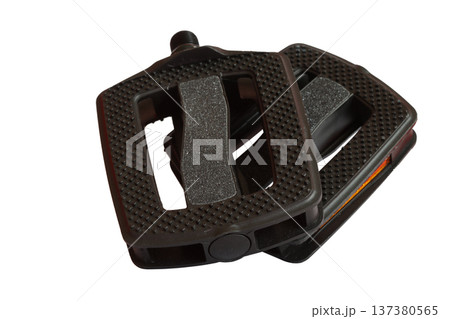Black bicycle pedals with reflectors. Black bicycle pedals with reflectors. 137380565