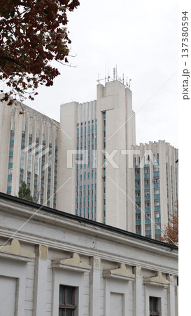 Old and modern architecture in modern cities. 137380594