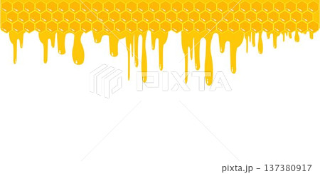 Honey Drip With Honeycomb Hexagon Background 137380917