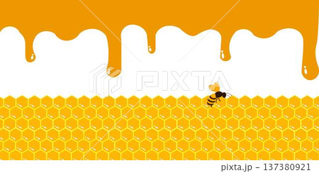 Honey Drip With Honeycomb Hexagon Background 137380921