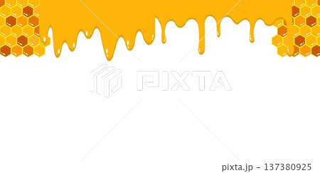 Honey Drip With Honeycomb Hexagon Background Honey Drip With Honeycomb Hexagon Background 137380925