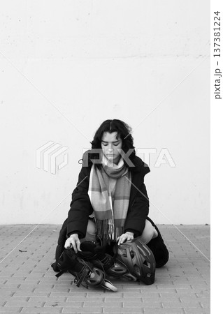 A young teenage girl, a student, dressed in casual clothes. 137381224