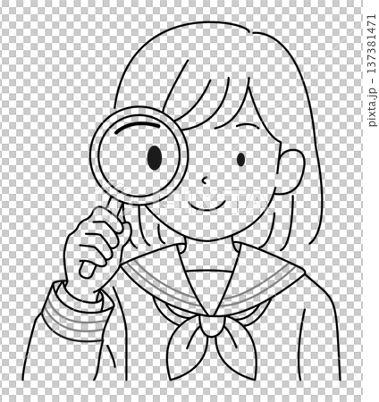 高中女生正在用放大鏡觀察 高中女生正在用放大鏡觀察 137381471