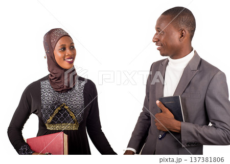 portraits of two religious people hands in hands and smiling. portraits of two religious people hands in hands and smiling. 137381806