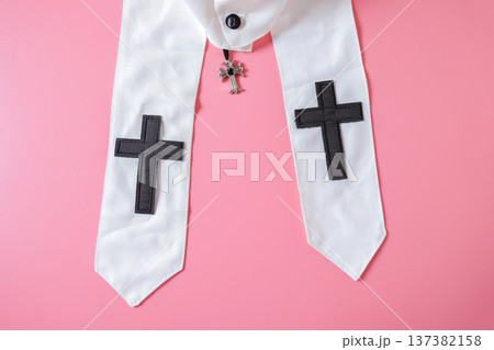 Cosplay women's underwear on color background. 137382158