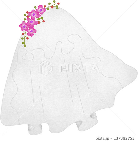 bridal veil with flower bridal veil with flower 137382753