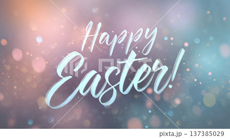 Easter greeting with colorful background and festive text in spring season Easter greeting with colorful background and festive text in spring season 137385029