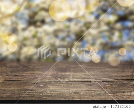 Rustic wooden surface with cherry blossoms, spring floral background Rustic wooden surface with cherry blossoms, spring floral background 137385160