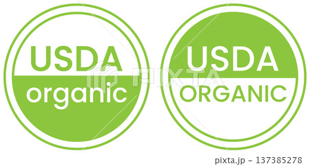 USDA organic certification stamps showing commitment to organic farming and food standards USDA organic certification stamps showing commitment to organic farming and food standards 137385278