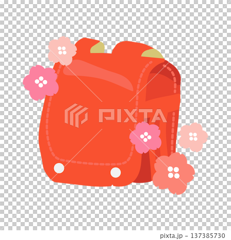 櫻花和紅色書包的插圖 櫻花和紅色書包的插圖 137385730