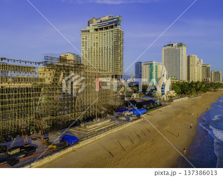 A coastal town at dawn. A coastal town at dawn. 137386013