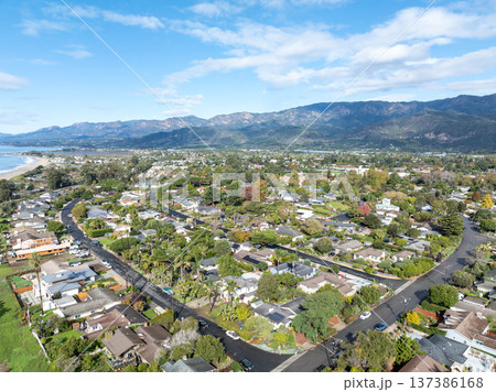 Aerial view of Carpinteria, small seaside city in southeastern Santa Barbara County, Californi Aerial view of Carpinteria, small seaside city in southeastern Santa Barbara County, Californi 137386168