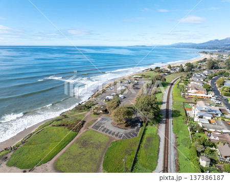 Aerial view of Carpinteria, small seaside city in southeastern Santa Barbara County, Californi Aerial view of Carpinteria, small seaside city in southeastern Santa Barbara County, Californi 137386187