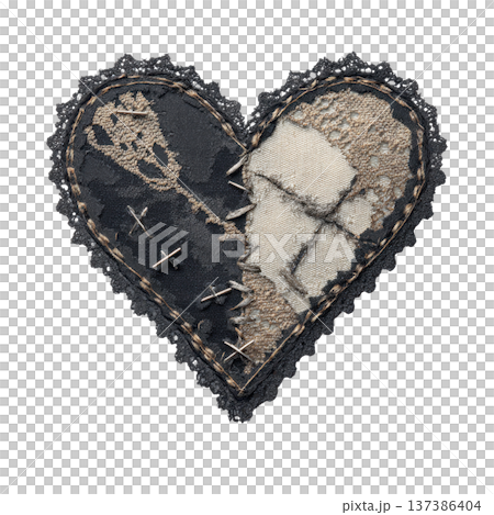 Gothic Stitched Heart Vintage Dark Love Symbol Clipart Illustration 137386404