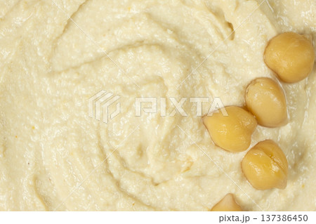Macro texture of smooth creamy hummus top view 137386450