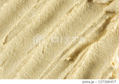 Macro texture of smooth creamy hummus top view 137386457