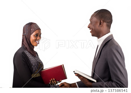 portraits of religious people greeting each other with a smile. portraits of religious people greeting each other with a smile. 137386541
