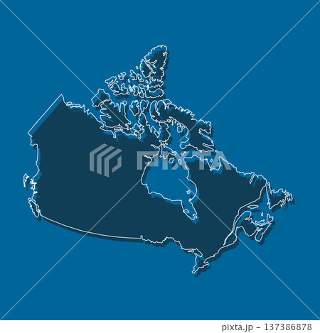 Vector outline map of Canada, line border country 137386878