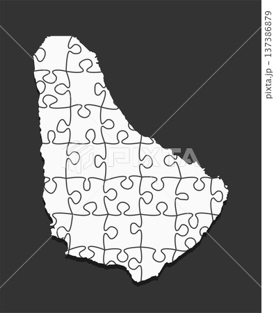 Creative map of Barbados from white puzzle, jigsaw Creative map of Barbados from white puzzle, jigsaw 137386879