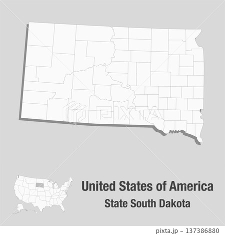 Detailed vector map of the USA, State South Dakota 137386880