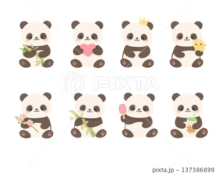 パンダのイラスト素材セット パンダのイラスト素材セット 137386899