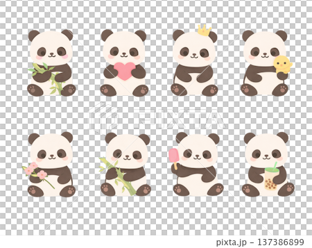 パンダのイラスト素材セット パンダのイラスト素材セット 137386899