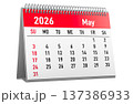 May 2026 desk calendar. 3D rendering 137386933