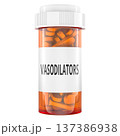 VASODILATORS drugs pill bottle, orange prescription container. 3D rendering 137386938