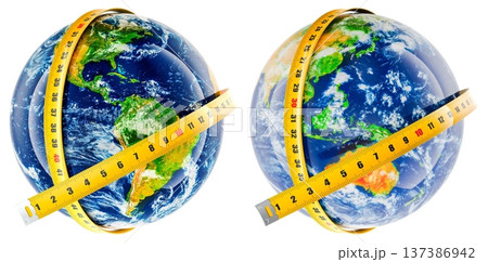 World Obesity Day concept, Earth Globe with measuring tape. 3D rendering World Obesity Day concept, Earth Globe with measuring tape. 3D rendering 137386942
