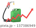Fuel price increase concept with jerrycan and nozzle, 3d rendering 137386949