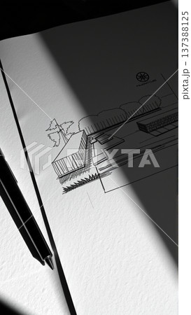 Drawing of the project of landscape design, improvement of the communal area, the territory of a country house Drawing of the project of landscape design, improvement of the communal area, the territory of a country house 137388125