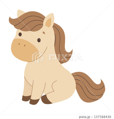 Cute cartoon horse. Symbol of year 2026. Isolated white background. Vector illustration. 137388430