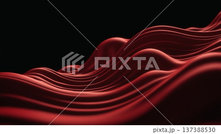 深紅のドレープ背景 重厚な布の質感と美しい曲線 137388530