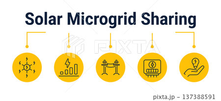 Community solar microgrid energy sharing...のイラスト素材 [137388591] - PIXTA